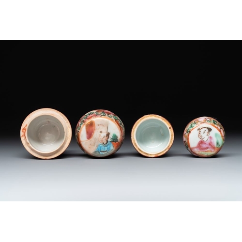 1005 - A varied collection of nine Chinese famille rose wares, 19/20th C.Dia.: 17,3 cm (the plate)Dia.: 17 ... 