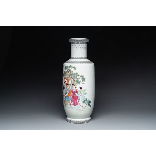 1007 - A pair of Chinese famille rose vases and two vases, Qianlong mark, 20th C.H.: 61 cm (the tallest)H.:... 