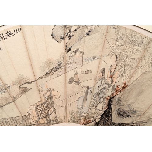 1019 - A Chinese fan, ink and colour on paper, signed Zhang Zhiying, 19th C.Dim.: 50 x 70 cm (the frame)Dim... 