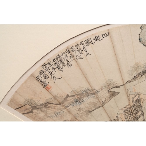 1019 - A Chinese fan, ink and colour on paper, signed Zhang Zhiying, 19th C.Dim.: 50 x 70 cm (the frame)Dim... 