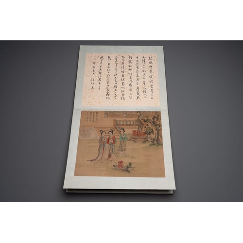 1025 - A Chinese album with various figural paintings and calligraphy, signed Wu Shan , dated 1904Dim.: 42 ... 