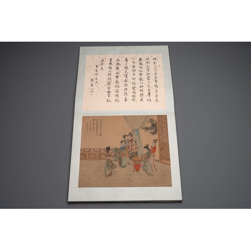 1025 - A Chinese album with various figural paintings and calligraphy, signed Wu Shan , dated 1904Dim.: 42 ... 