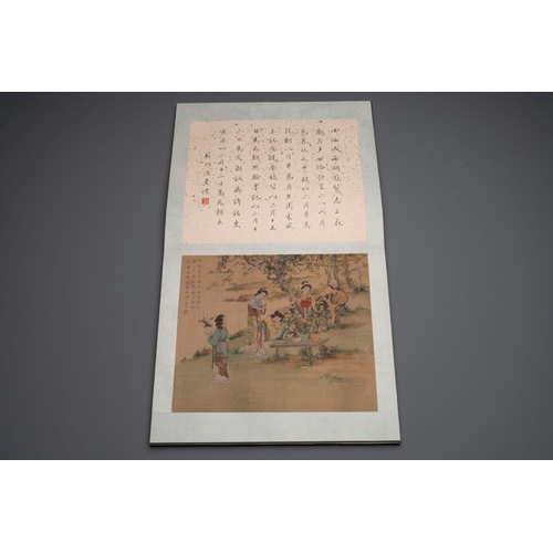 1025 - A Chinese album with various figural paintings and calligraphy, signed Wu Shan , dated 1904Dim.: 42 ... 