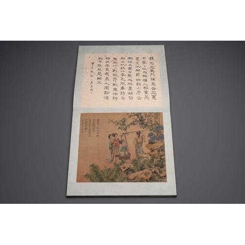 1025 - A Chinese album with various figural paintings and calligraphy, signed Wu Shan , dated 1904Dim.: 42 ... 