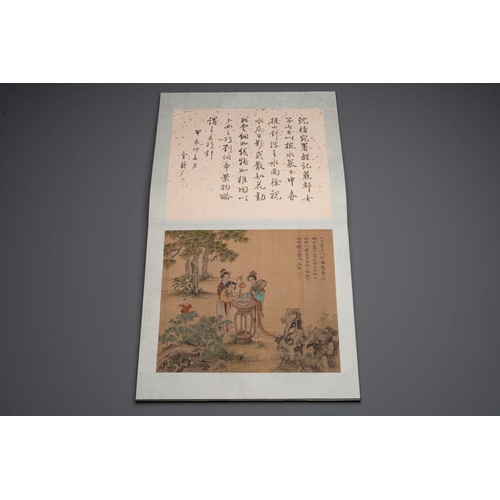 1025 - A Chinese album with various figural paintings and calligraphy, signed Wu Shan , dated 1904Dim.: 42 ... 