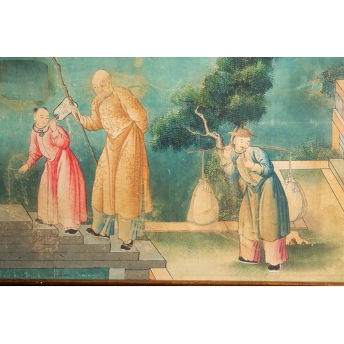 1032 - Canton school: 'Farewell at the entrance of the official residence', gouache on paper, QianlongDim.:... 