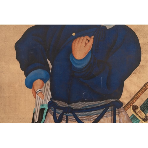 1034 - Chinese school: 'Manchu archer', ink and colour on silk, 18/19th C.Dim.: 171 x 100 cm (the frame)Dim... 