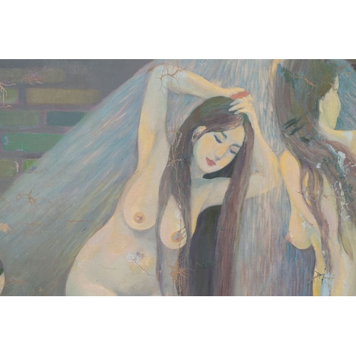 1036 - Do Xuan Doan (1937): 'Ladies at a bathhouse', oil on canvas, signed and dated (19)80Dim.: 106 x 142 ... 