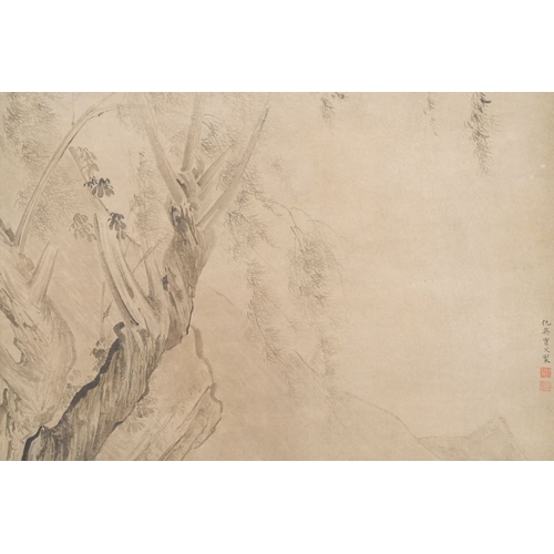 1038 - Follower of Qiu Ying  (1494-1552): 'Sage with a servant', ink on paperDim.: 225,5 x 77,5 cm (the scr... 