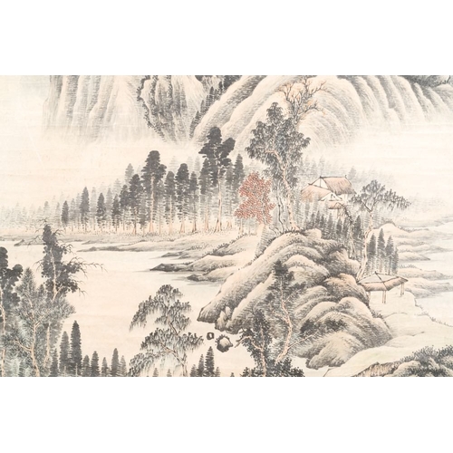 1040 - Lu Hui  (1851-1920): 'Mountainous landscape', ink on paper, dated 1910Dim.: 274 x 117 cm (the scroll... 