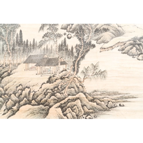 1040 - Lu Hui  (1851-1920): 'Mountainous landscape', ink on paper, dated 1910Dim.: 274 x 117 cm (the scroll... 