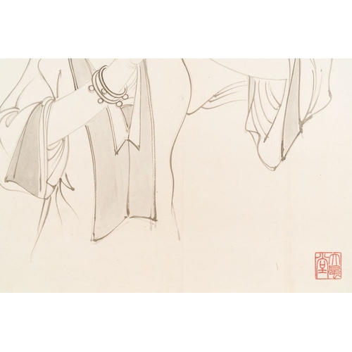 1041 - Zhang Daqian  (1898-1983): 'Beauty', ink on paperDim.: 64 x 60 cm (the frame)Dim.: 48 x 43 cm (the w... 