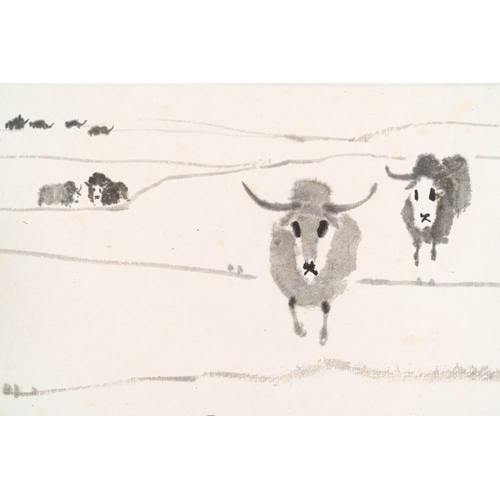 1045 - Wu Zuoren  (1908-1997): 'Buffalo', ink on paperDim.: 123,5 x 67 cm (the scroll)Dim.: 43,5 x 64 cm (t... 