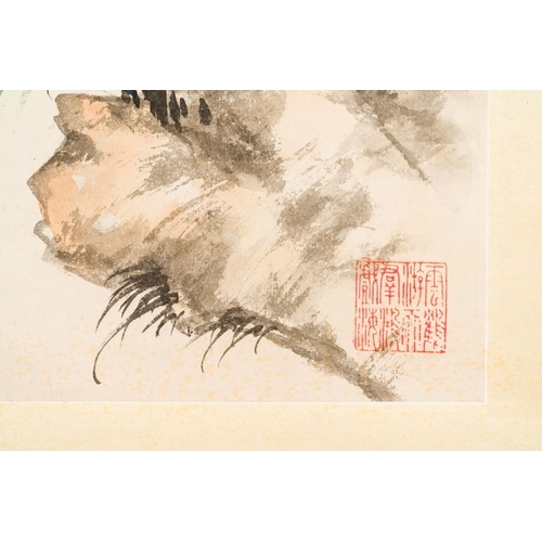 1048 - Wu Hufan  (1894-1968): 'Bamboo and rocks', ink and colour on paper, dated 1949Dim.: 183,5 x 47 cm (t... 