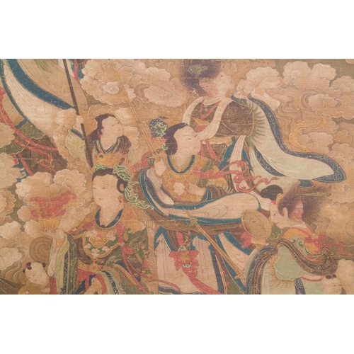 1052 - Chinese school: 'A sky full of Buddhist divinities', ink and colour on silk, 18th C.Dim.: 273,5 x 10... 