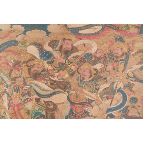 1052 - Chinese school: 'A sky full of Buddhist divinities', ink and colour on silk, 18th C.Dim.: 273,5 x 10... 