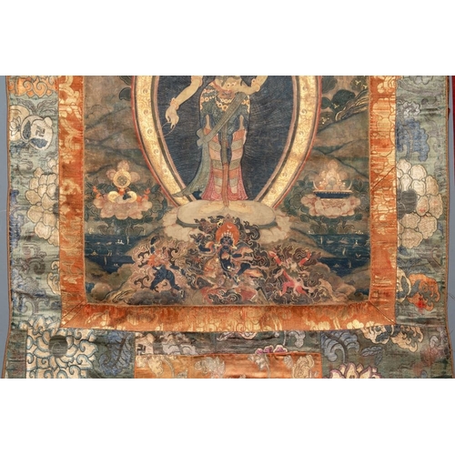 1056 - A Tibetan thangka depicting Padmapani, 19th C.Dim.: 119 x 82 cm (the mount)Dim.: 60 x 42 cm (the wor... 