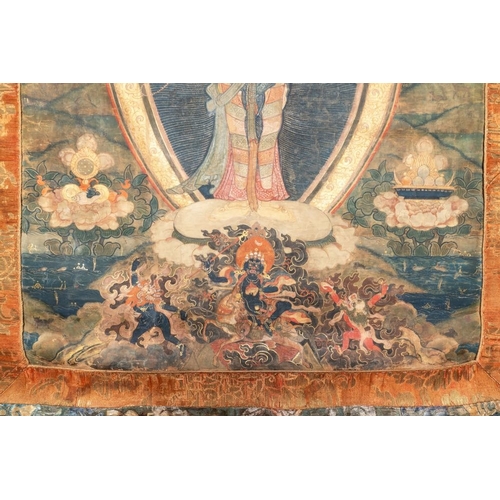 1056 - A Tibetan thangka depicting Padmapani, 19th C.Dim.: 119 x 82 cm (the mount)Dim.: 60 x 42 cm (the wor... 