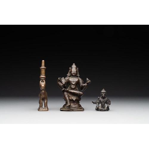 1080 - Two Indian bronze figures of Nandi and Shiva, and a South Asian bronze Garuda, 17th C. and laterH.: ... 