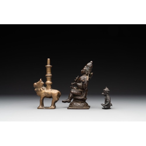 1080 - Two Indian bronze figures of Nandi and Shiva, and a South Asian bronze Garuda, 17th C. and laterH.: ... 