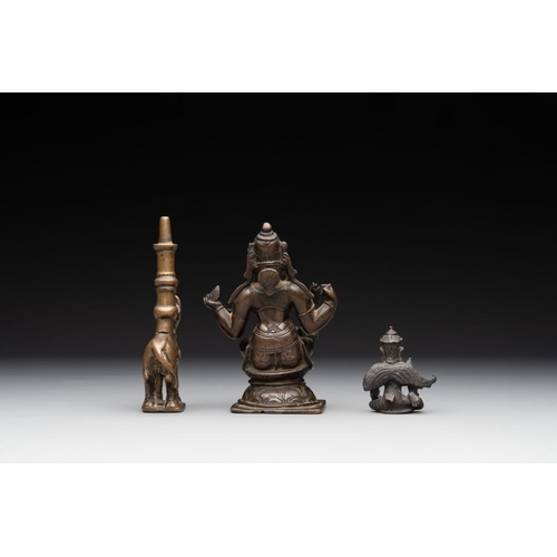 1080 - Two Indian bronze figures of Nandi and Shiva, and a South Asian bronze Garuda, 17th C. and laterH.: ... 