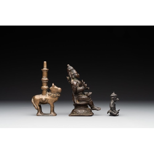 1080 - Two Indian bronze figures of Nandi and Shiva, and a South Asian bronze Garuda, 17th C. and laterH.: ... 