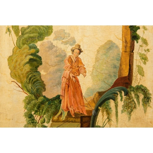 1097 - A French or Belgian three-part 'chinoiserie' folding screen, 18/19th C.Dim.: 157,5x 150 cm (total si... 