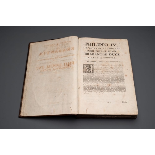 1107 - Chorographia sacra Brabantiae, Antonius Sanderus, Flanders, dated 1659Dim:43,5 x 28,5 x 6,5 cm
Prove... 