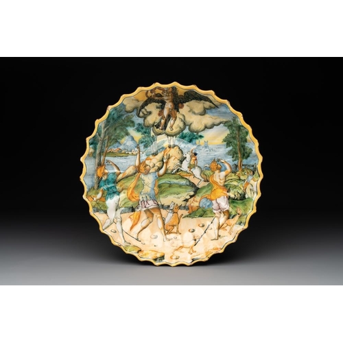 1118 - An Italian maiolica istoriato crespina with the Abduction of Ganymede, probably Rimini, ca. 1570Dia.... 