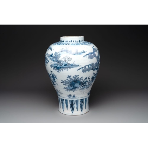 1143 - A very large Dutch Delft blue and white chinoiserie baluster vase, last quarter 17th C.H.: 49 cm
Mar... 