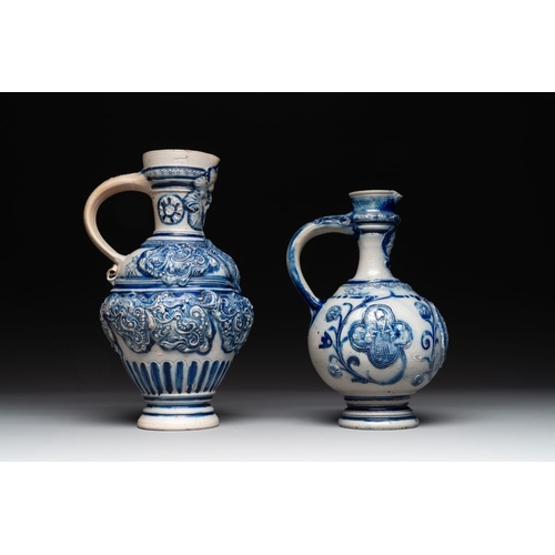 1167 - A varied collection of 10 Westerwald stoneware jugs, 17th C. and laterH.: 29,5 cm (the tallest)H.: 1... 