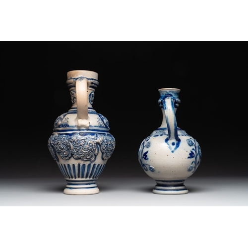 1167 - A varied collection of 10 Westerwald stoneware jugs, 17th C. and laterH.: 29,5 cm (the tallest)H.: 1... 