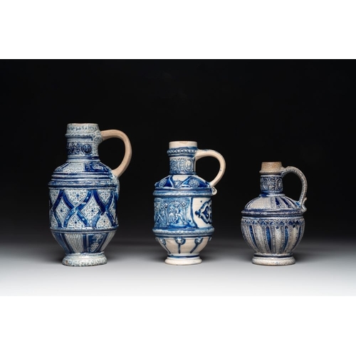 1167 - A varied collection of 10 Westerwald stoneware jugs, 17th C. and laterH.: 29,5 cm (the tallest)H.: 1... 