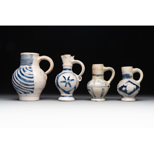 1167 - A varied collection of 10 Westerwald stoneware jugs, 17th C. and laterH.: 29,5 cm (the tallest)H.: 1... 