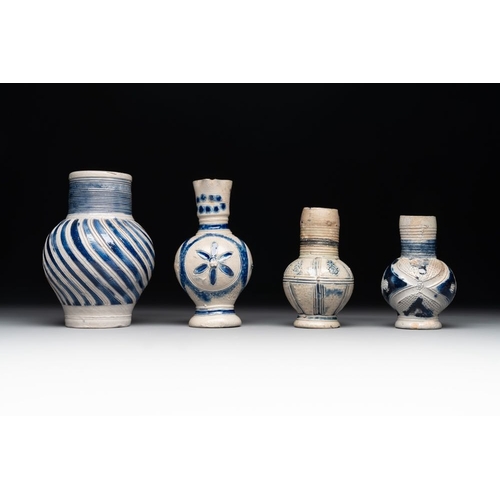 1167 - A varied collection of 10 Westerwald stoneware jugs, 17th C. and laterH.: 29,5 cm (the tallest)H.: 1... 