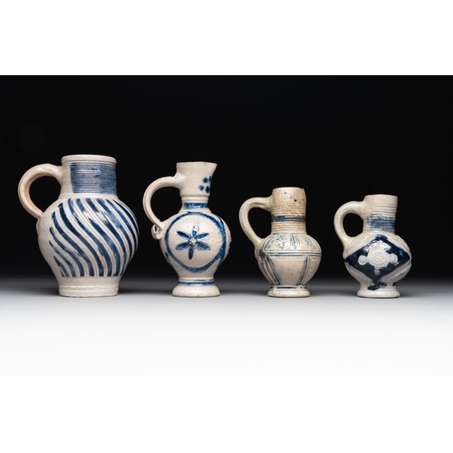 1167 - A varied collection of 10 Westerwald stoneware jugs, 17th C. and laterH.: 29,5 cm (the tallest)H.: 1... 