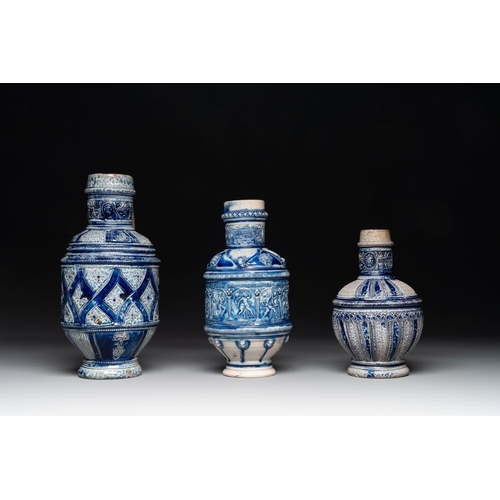 1167 - A varied collection of 10 Westerwald stoneware jugs, 17th C. and laterH.: 29,5 cm (the tallest)H.: 1... 