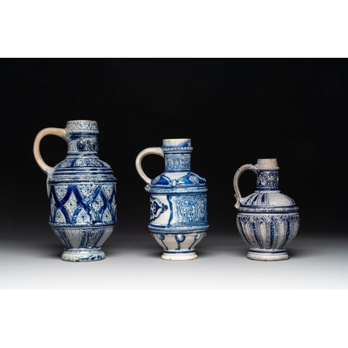 1167 - A varied collection of 10 Westerwald stoneware jugs, 17th C. and laterH.: 29,5 cm (the tallest)H.: 1... 