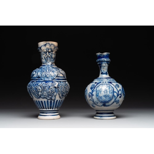 1167 - A varied collection of 10 Westerwald stoneware jugs, 17th C. and laterH.: 29,5 cm (the tallest)H.: 1... 