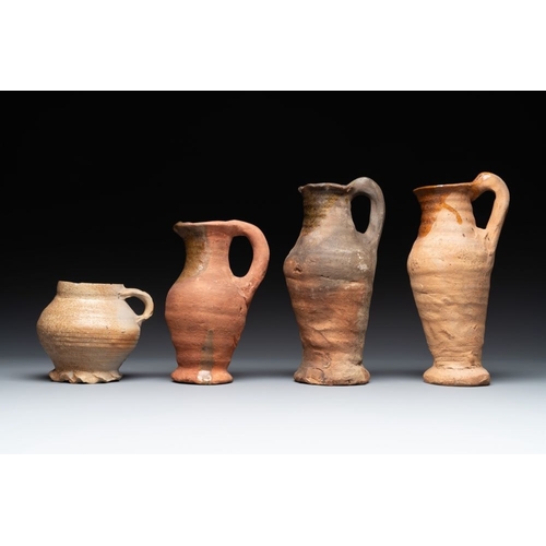 1174 - A collection of 9 German proto stoneware jugs and vessels, 14th C.H.: 26 cm (the tallest)L.: 6 cm - ... 