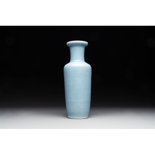 147 - Three Chinese turquoise-glazed covered vases and a lavender-blue-glazed vase, Kangxi mark, 19/20th C... 