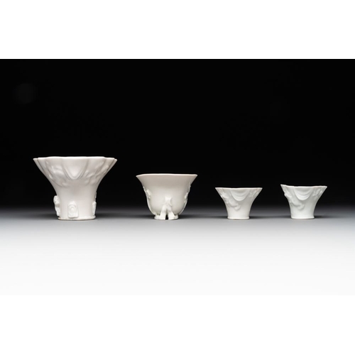 167 - Seven Chinese Dehua blanc de Chine wares, 18th C. and laterL.: 12,5 cm - H.: 7 cm (the largest cup)D... 