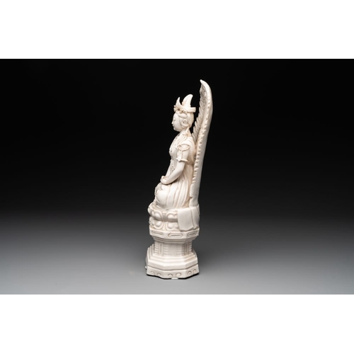 172 - A Chinese Dehua blanc de Chine seated Guanyin, Qianlong mark, RepublicH.: 40 cm