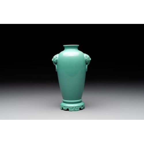 178 - A collection of four Chinese monochrome-glazed ware, Kangxi and Qianlong mark, 19/20th C.H.: 20 cm (... 