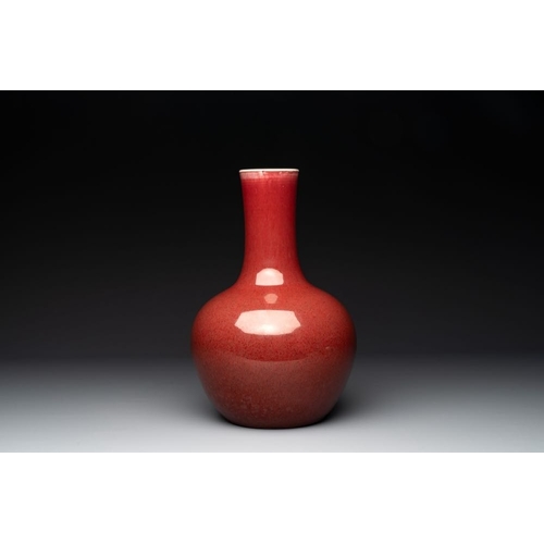 197 - A Chinese copper-red-glazed bottle vase, 19th C.H.: 35 cm