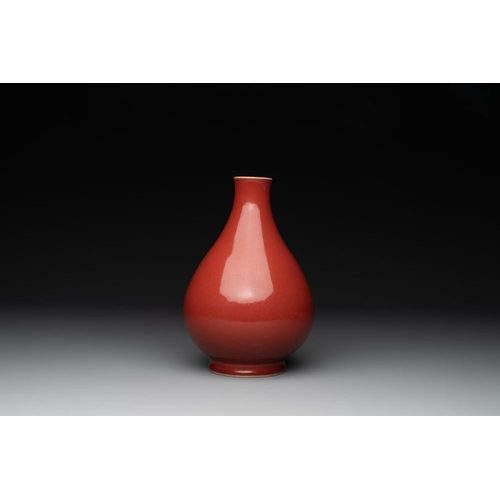 198 - A Chinese copper-red-glazed pear-shaped  vase, Yongzheng mark and of the periodH.: 23 cm... 