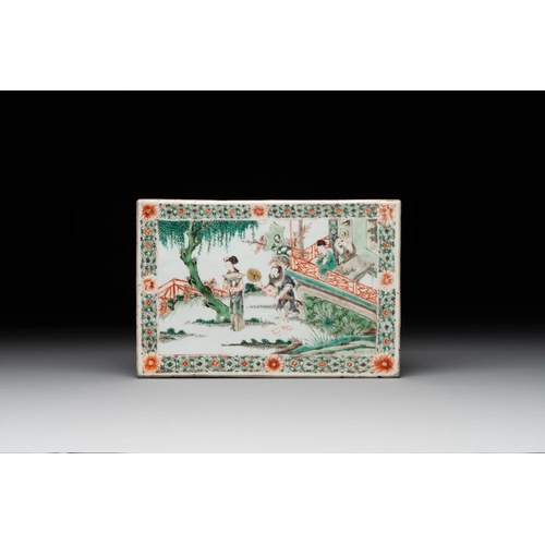 2 - A Chinese famille verte 'Xi Xiang Ji' plaque, KangxiDim.: 18 x 27 cm