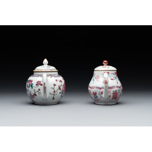 219 - Four Chinese blue, white and famille rose teapots, Yongzheng/QianlongL.: 18 cm - H.: 14 cm (the larg... 