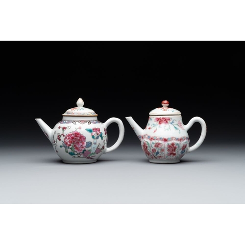 219 - Four Chinese blue, white and famille rose teapots, Yongzheng/QianlongL.: 18 cm - H.: 14 cm (the larg... 