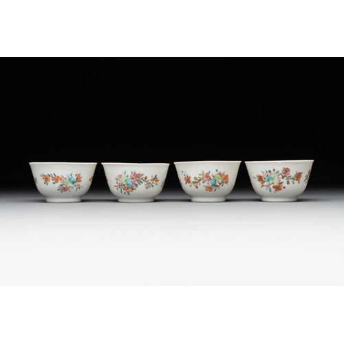 222 - A rare complete Chinese famille rose 8-person miniature tea service comprising 28 pieces, QianlongL.... 